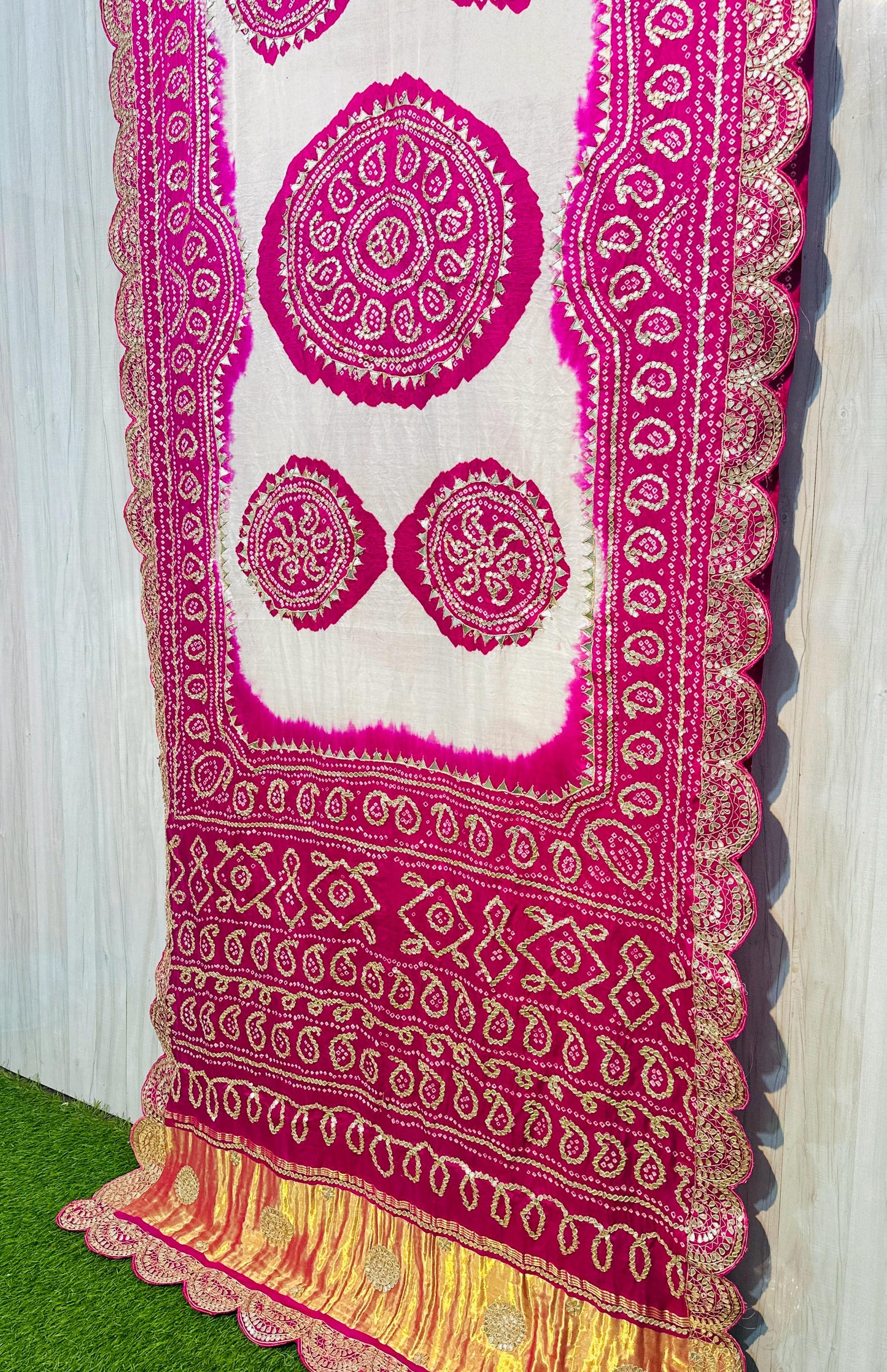 White gajji silk saree gottapatti saree Indian wedding sari blouse - Saffronfashionindia