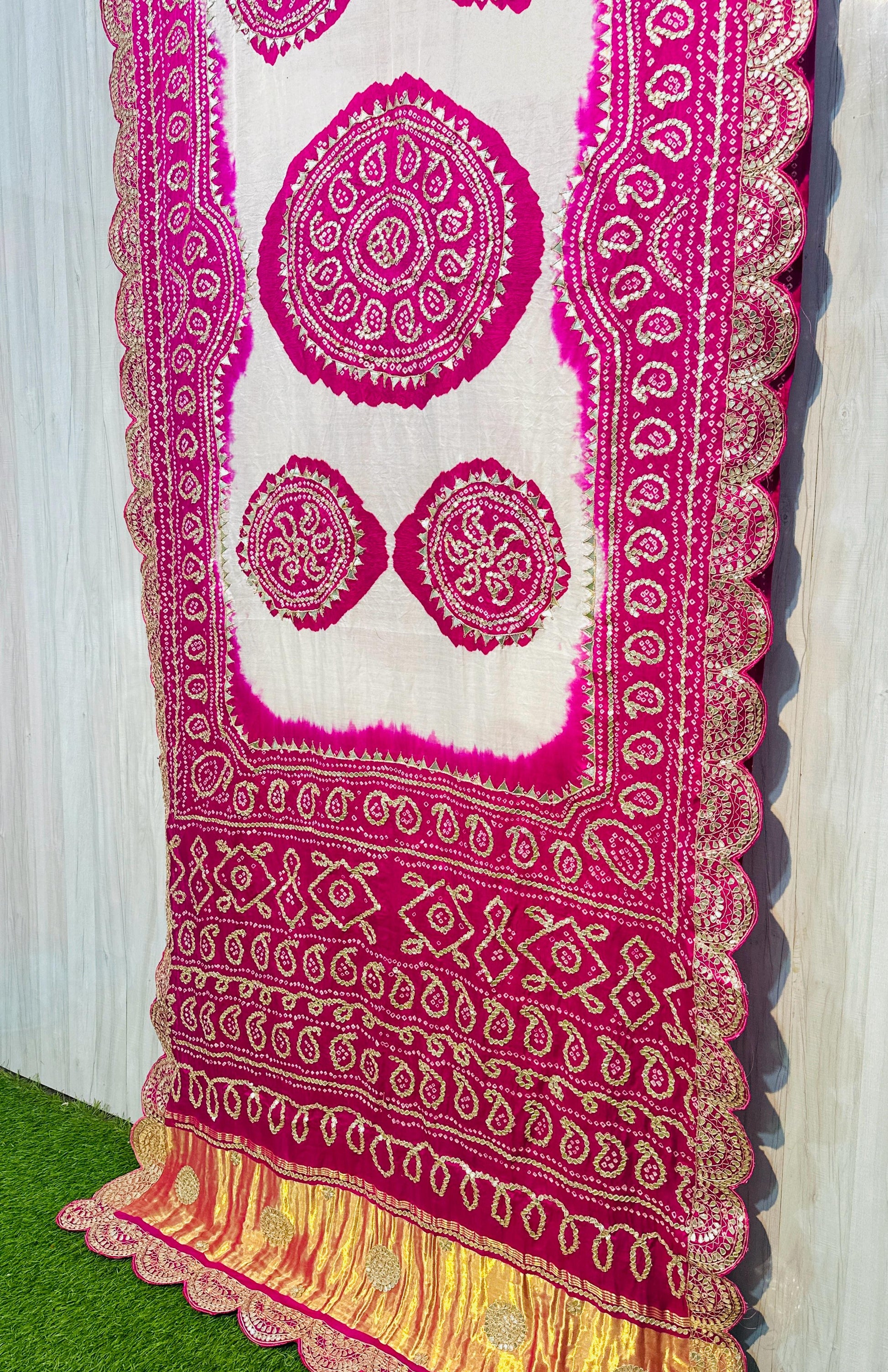 White gajji silk saree gottapatti saree Indian wedding sari blouse - Saffronfashionindia