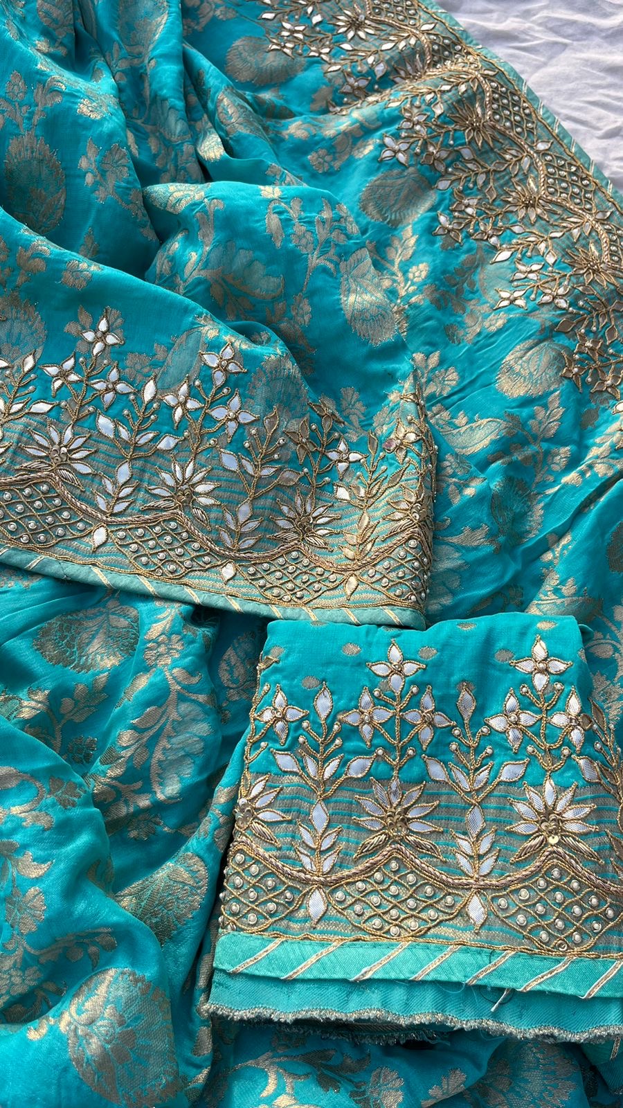 Banarsi Khaddi Gorgette Saree Indian Traditional Sarees - Saffronfashionindia