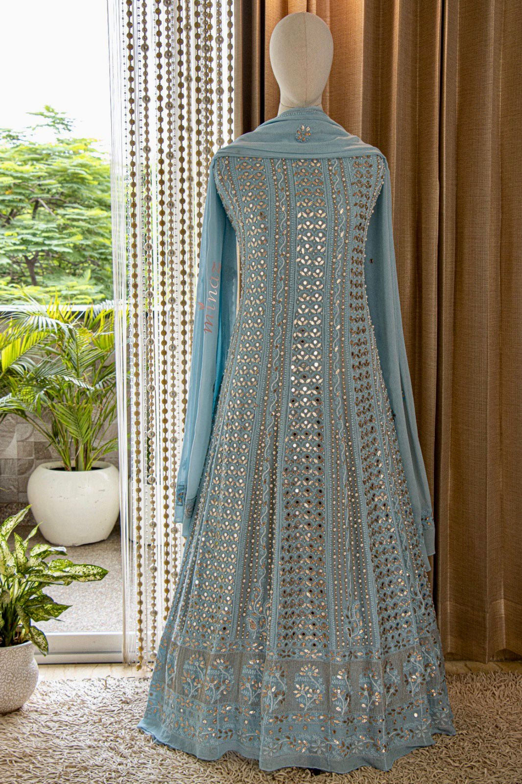 Zebah Lucknowi Chikankari salwar suit Pakistani Anarkali suit - Saffronfashionindia