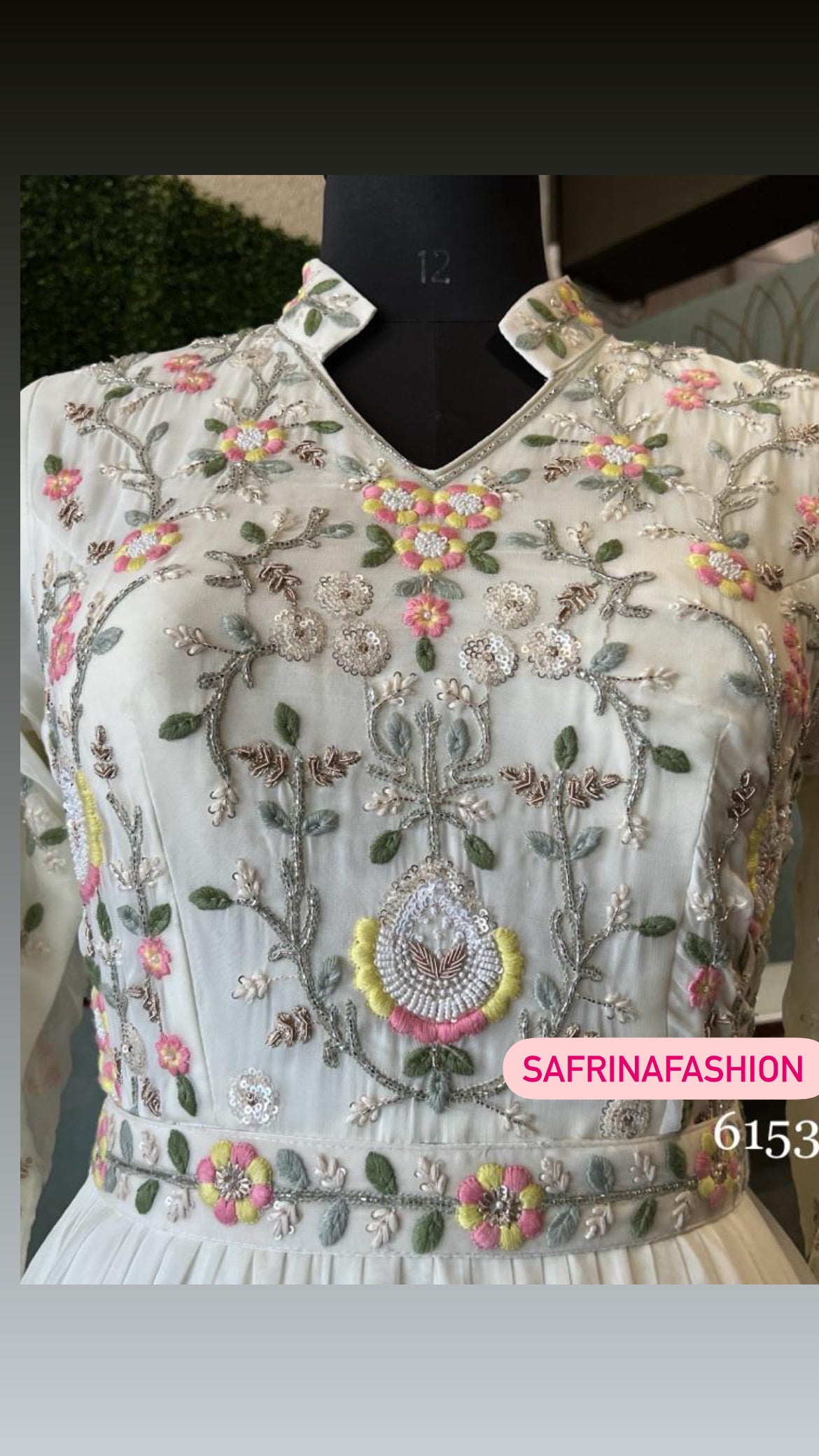 Vazira long embroidered dress sangeet dress - Saffronfashionindia