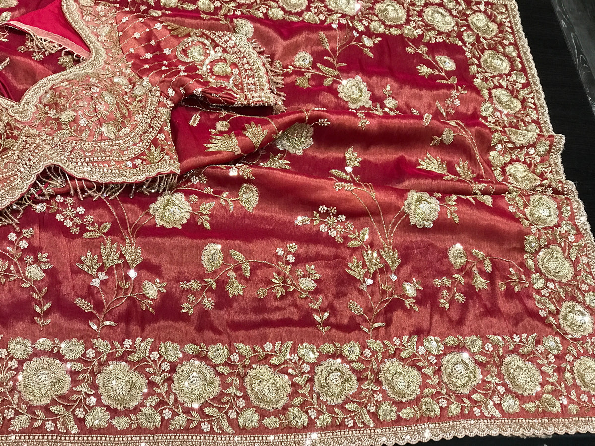 Designer silk Kanjeevaram saree wedding sari blouse Saffronfashionindia