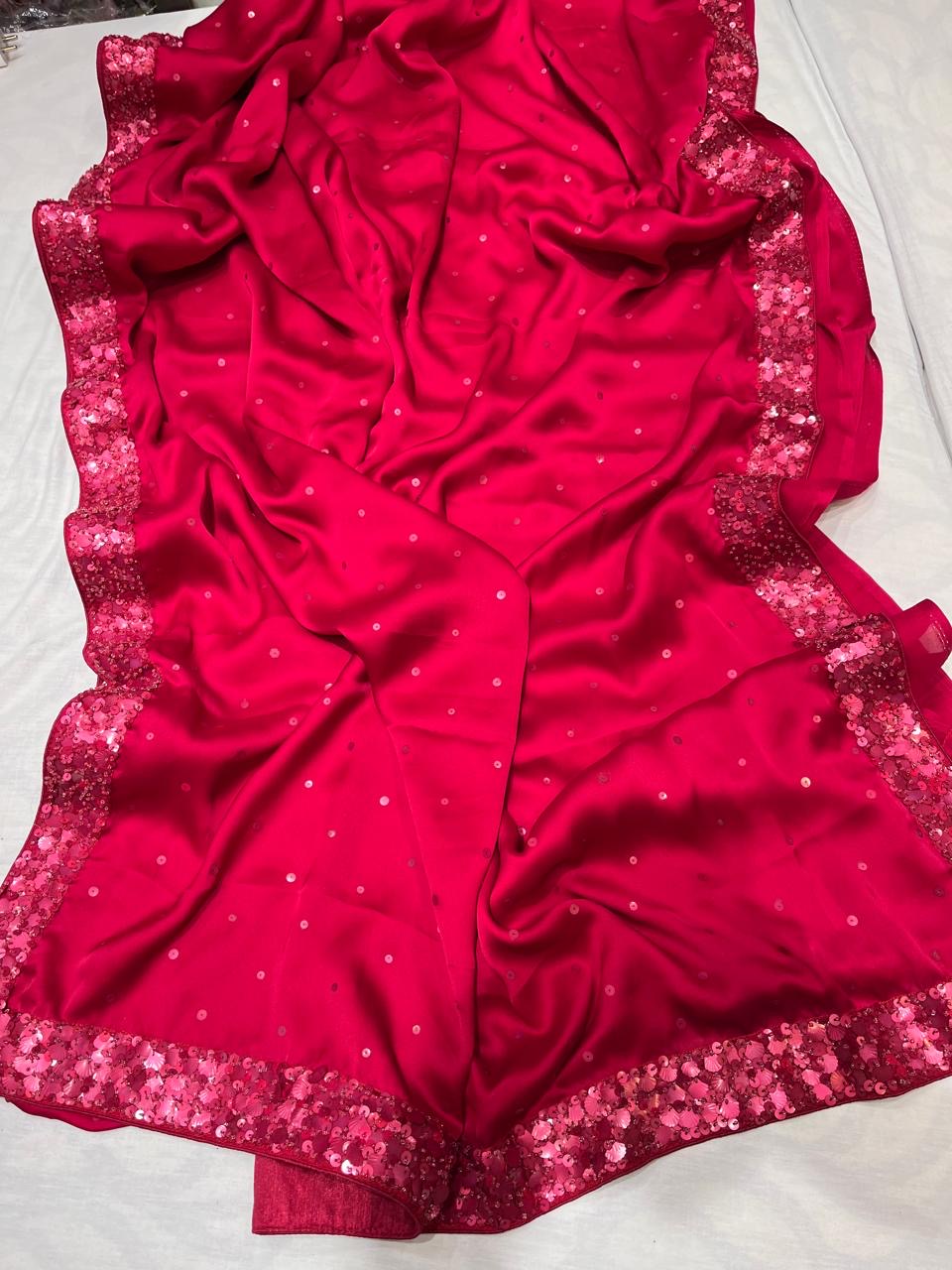 Satin Partywear sarees sequins sarees glamour sarees - Saffronfashionindia
