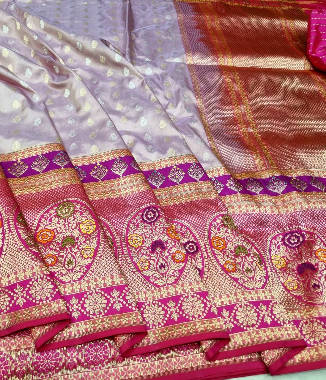 Handmade Katan saree Banarsi silk saree Indian traditional sari blouse SaffronFashion