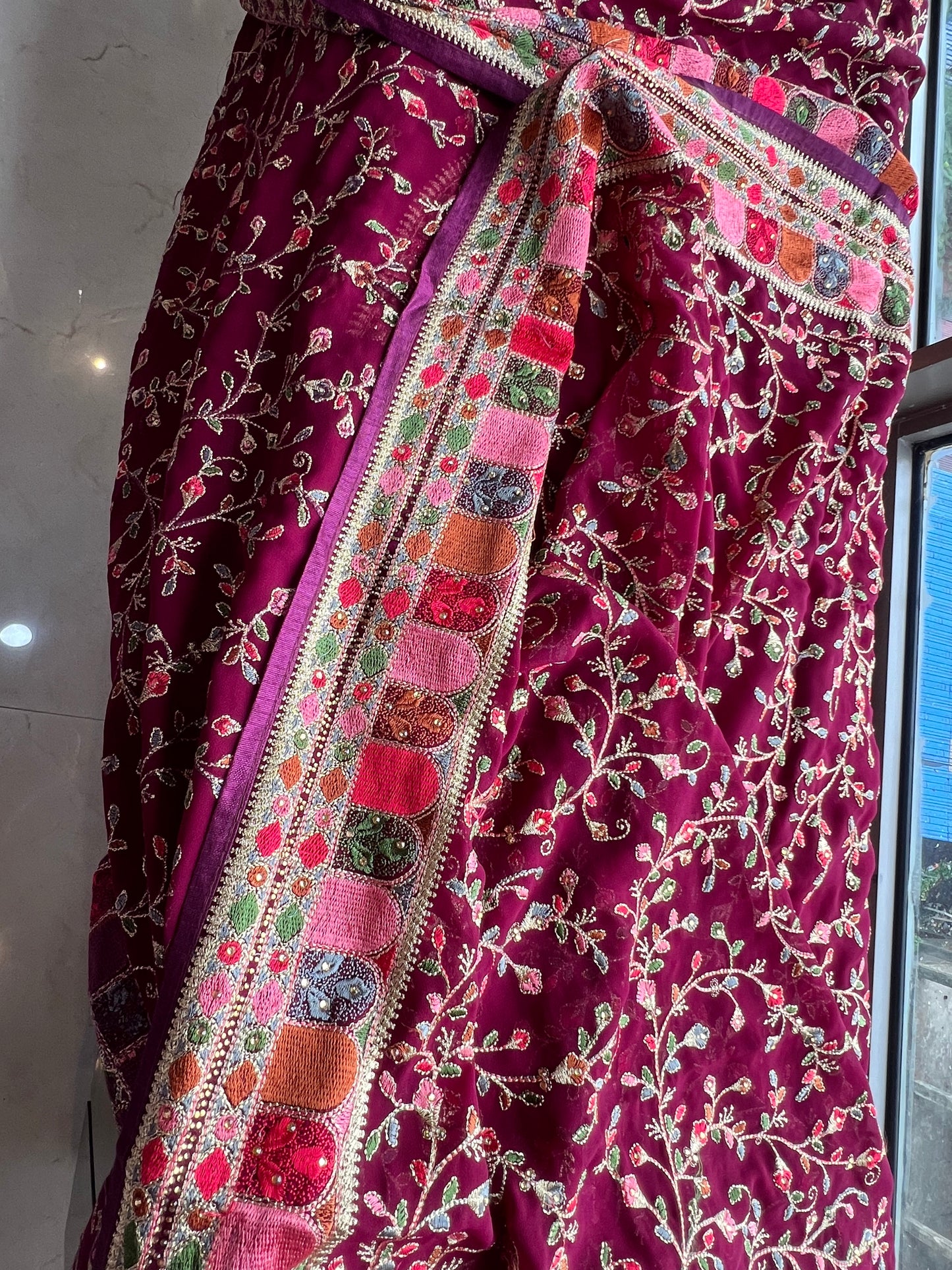 Elegant Georgette saree Indian sari - Saffronfashionindia