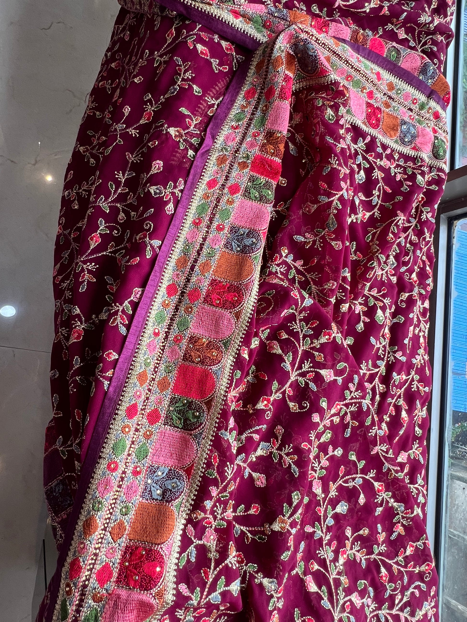 Elegant Georgette saree Indian sari - Saffronfashionindia