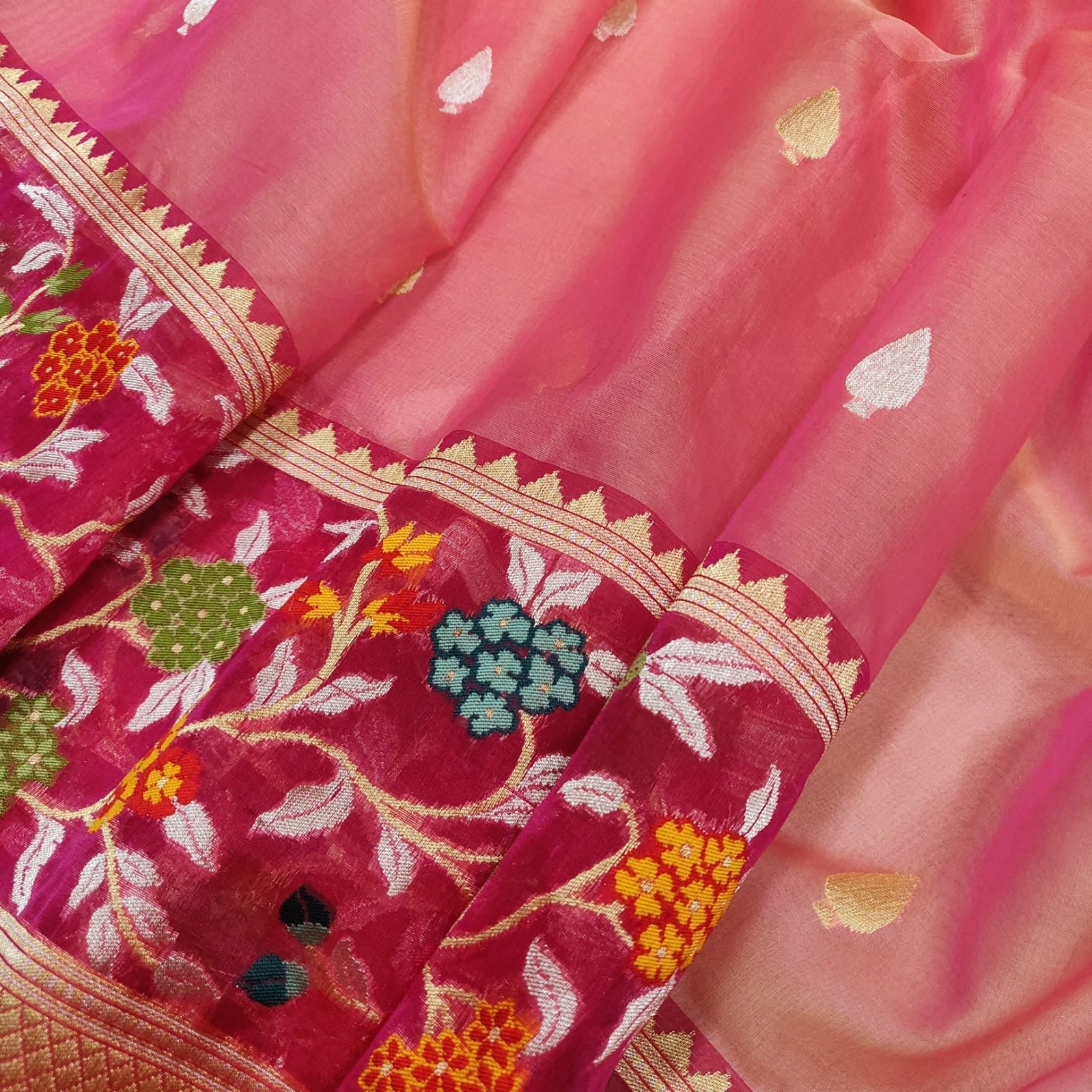 Avshika sarees Kora saree handwoven sari blouse SaffronFashion