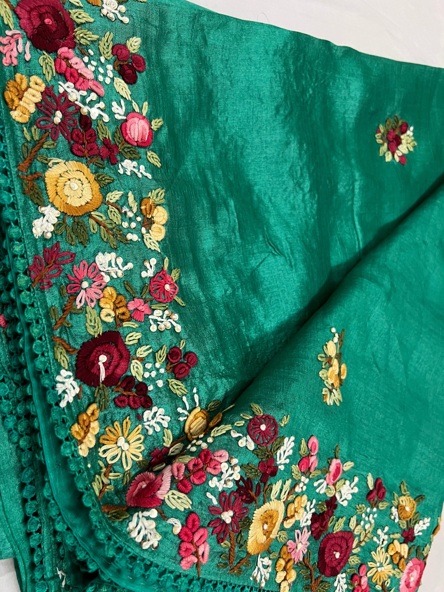 Tussar French knot inspired saree Saffronfashion