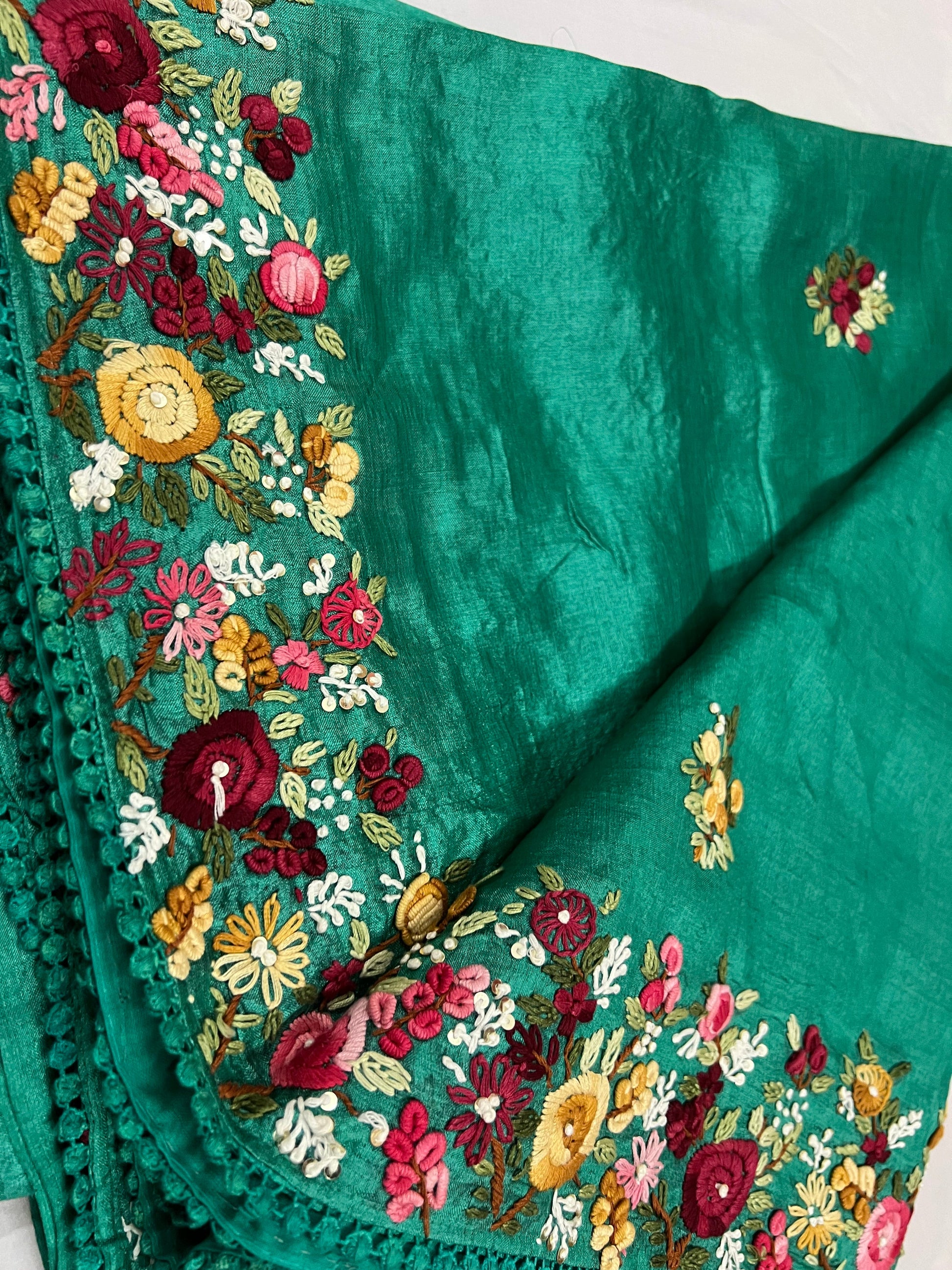 Tussar French knot inspired saree Saffronfashion