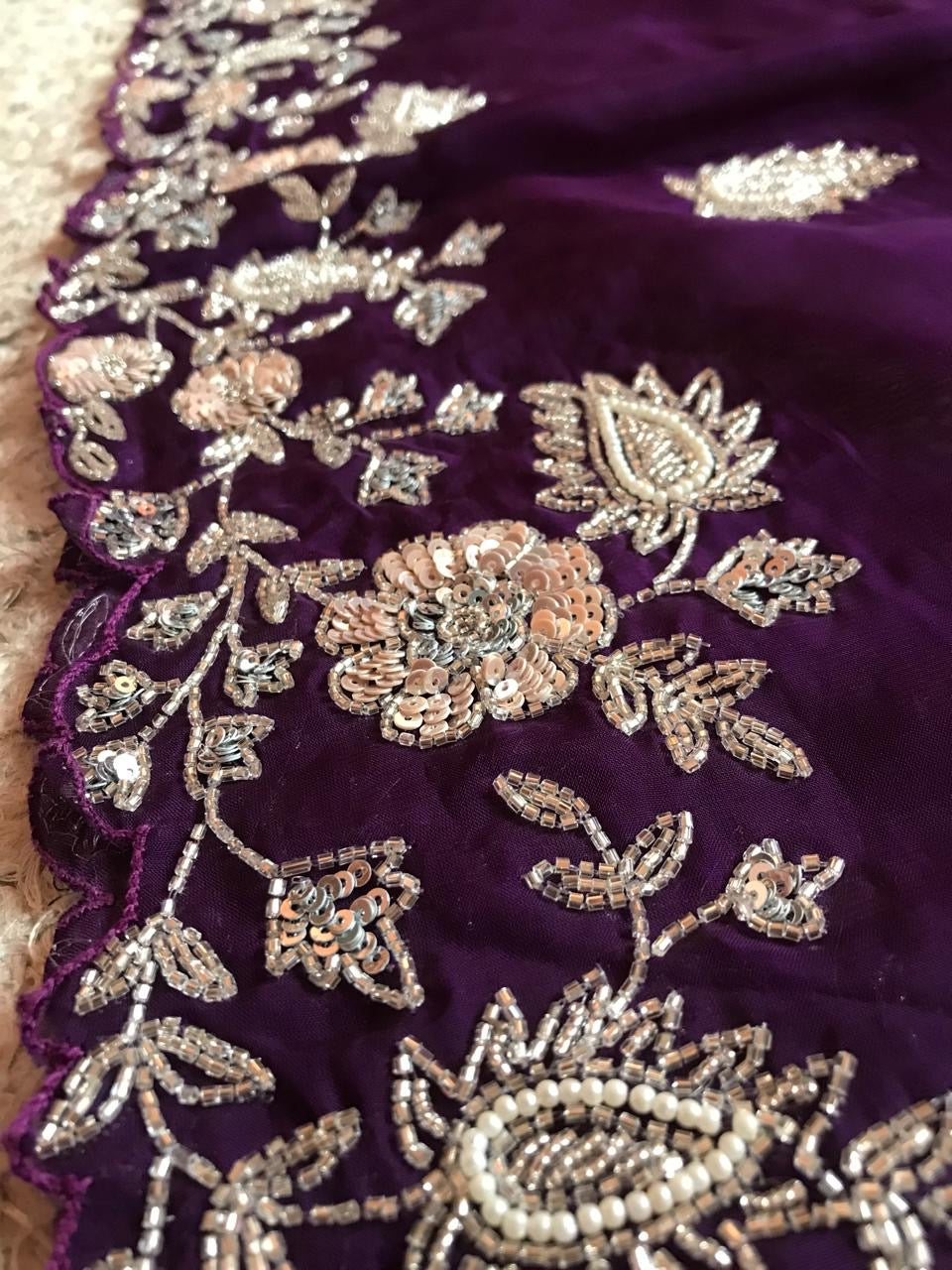 Purple premium organza saree luxury sarees - Saffronfashionindia
