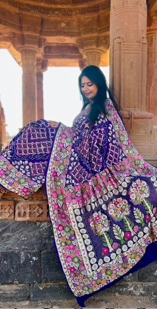 Avika Banarsi meenakari saree Bandhani sarees blouse - Saffronfashionindia