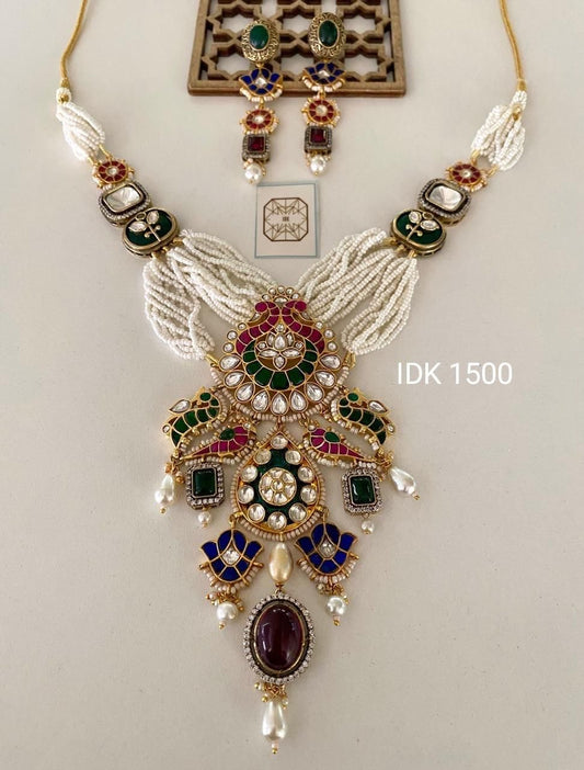Diwan Pearl Necklace set Indian necklace set - Saffronfashionindia