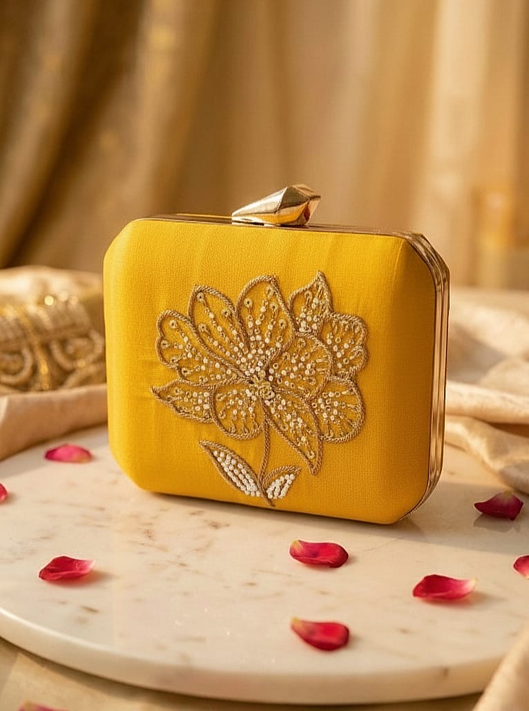 Floral Embroidery Clutch Bag Ethnic Clutch box Saffronfashionindia