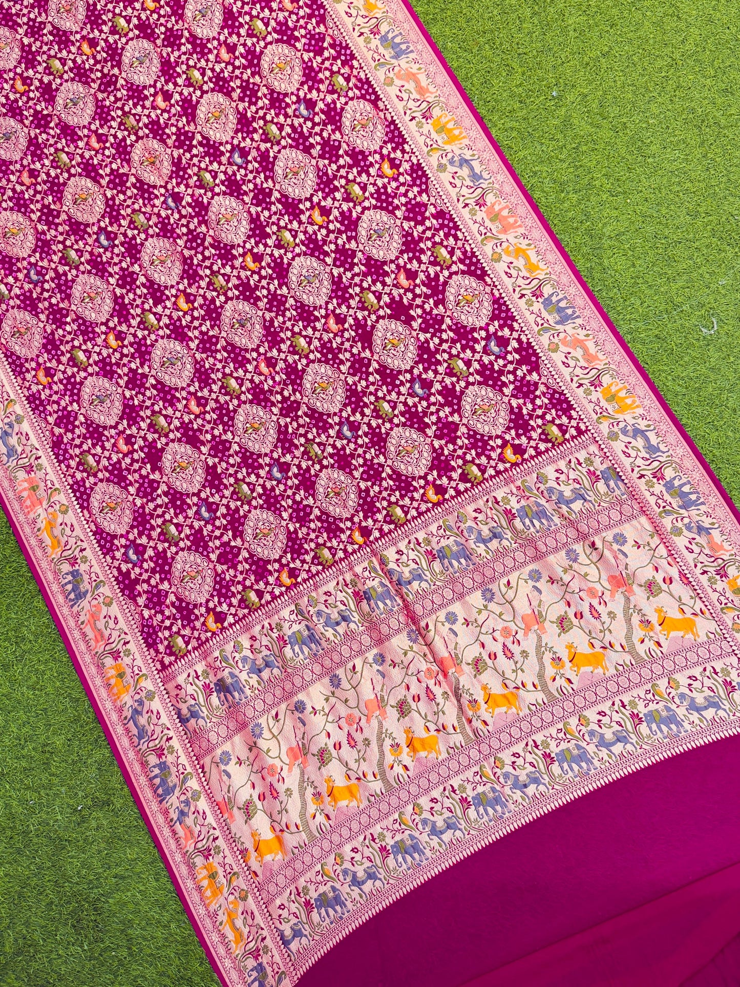 Gorgette Banarsi saree meenakari sari blouse Indian sarees SaffronFashion