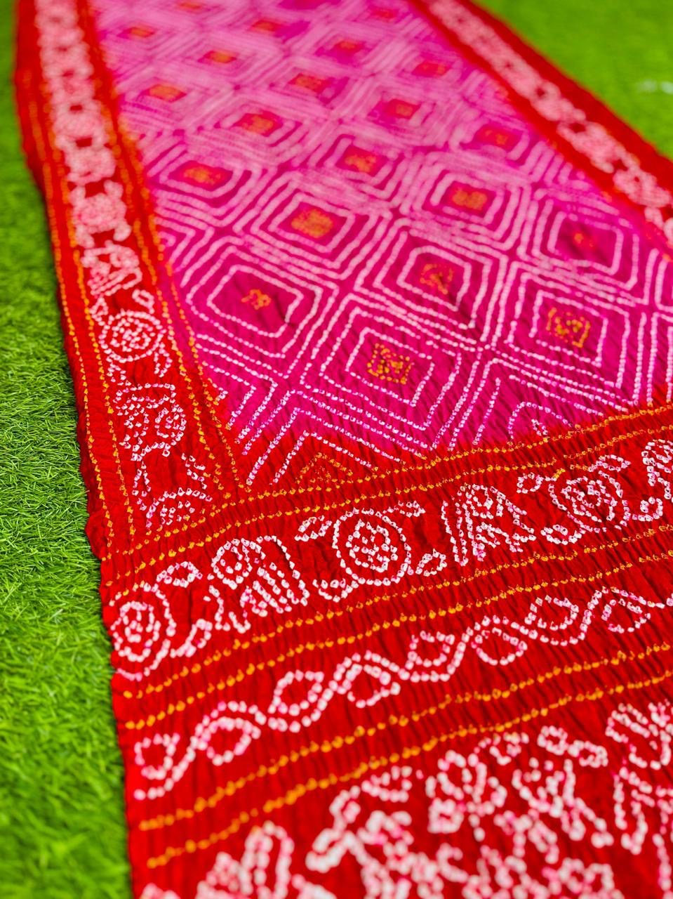 Bandhani gajji silk saree Indian traditional saree blouse - Saffronfashionindia