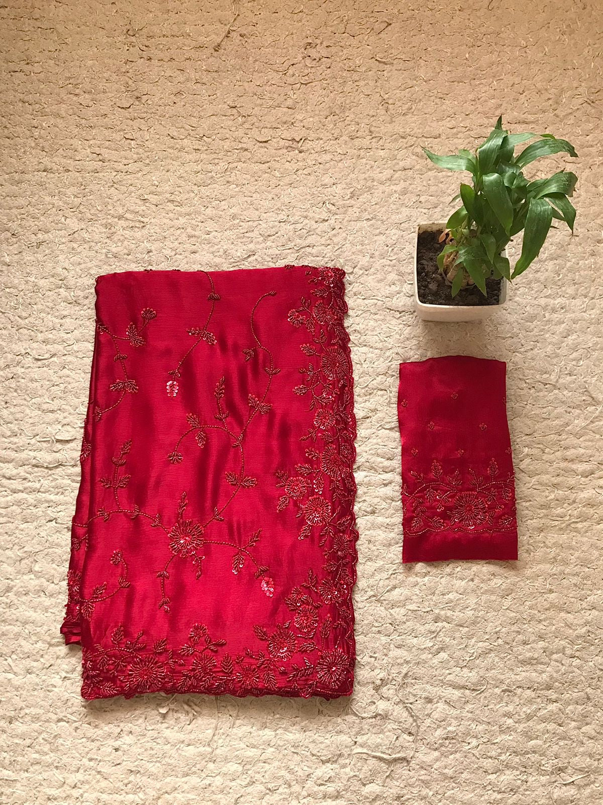 Red Marron luxuer premium silk saree Saffronfashionindia