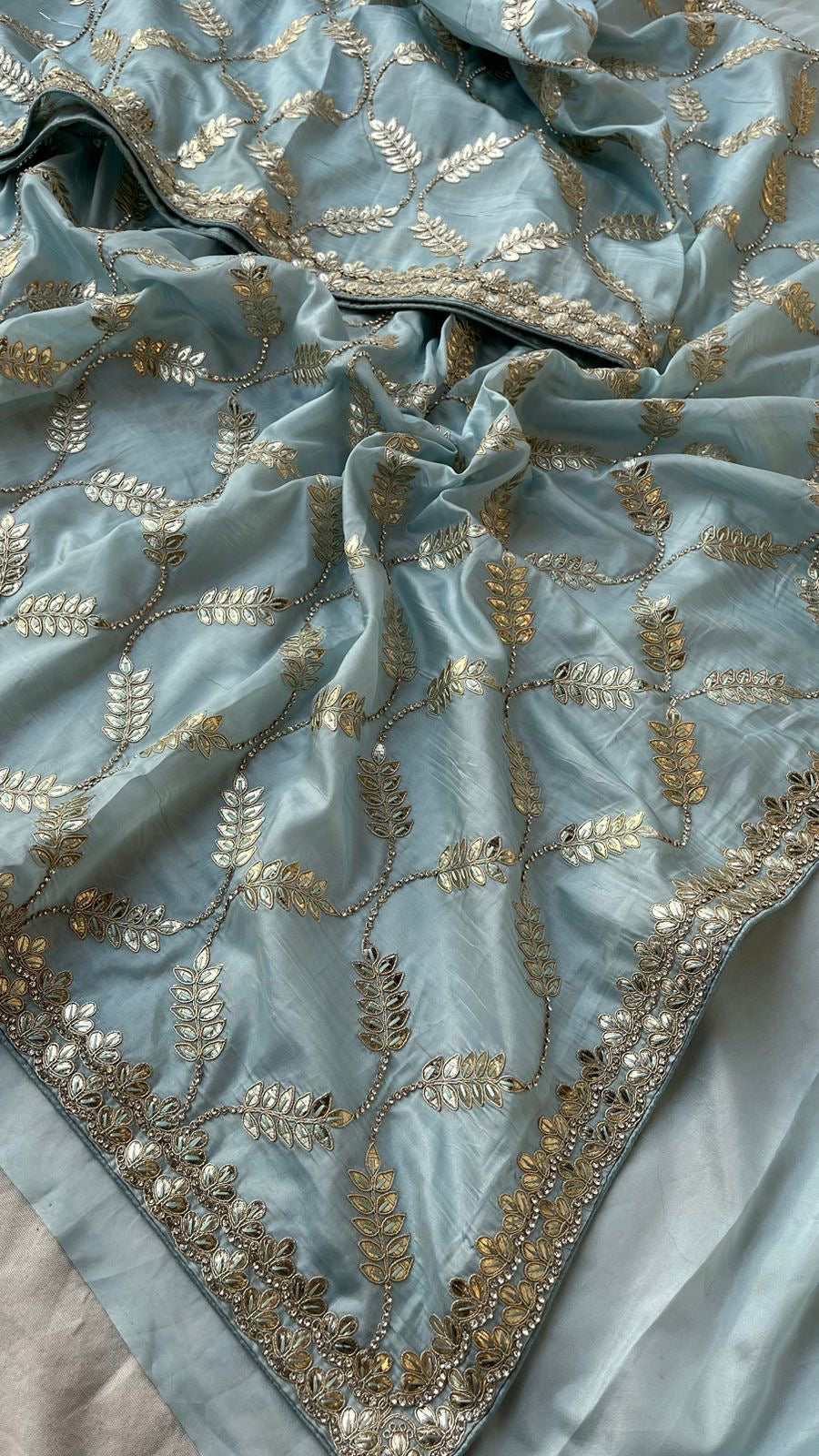 Kora Silk Satin Gottapatti Saree Indian Traditional sarees - Saffronfashionindia
