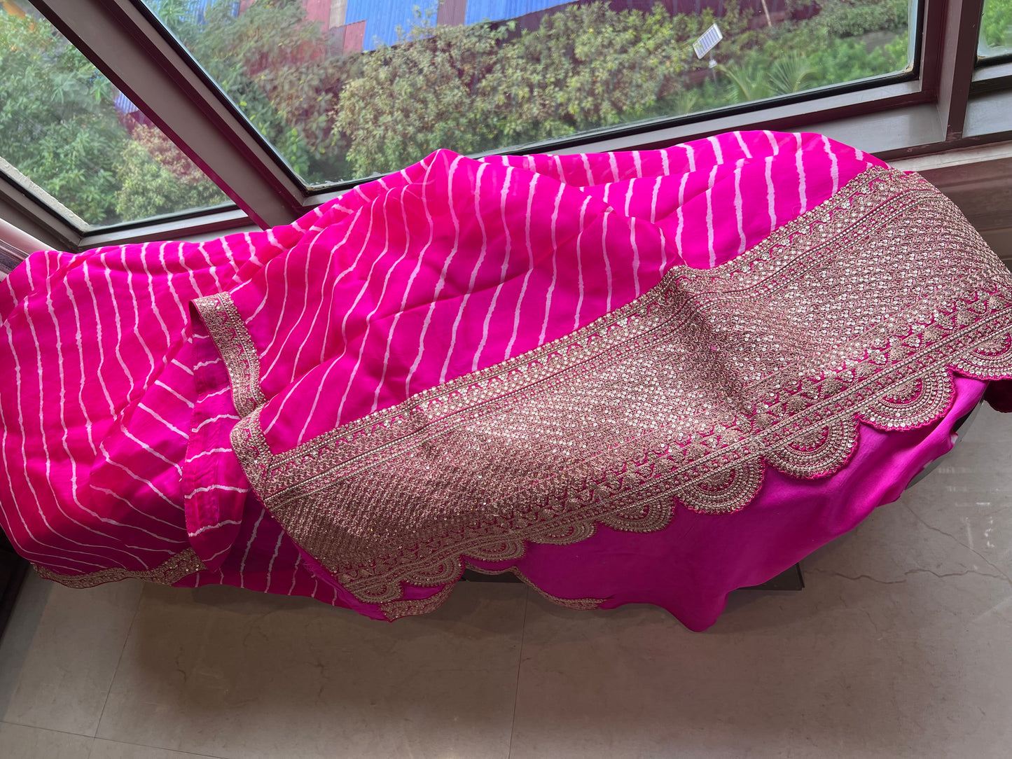 Pink Organza saree border saree party wear sari blouse - Saffronfashionindia