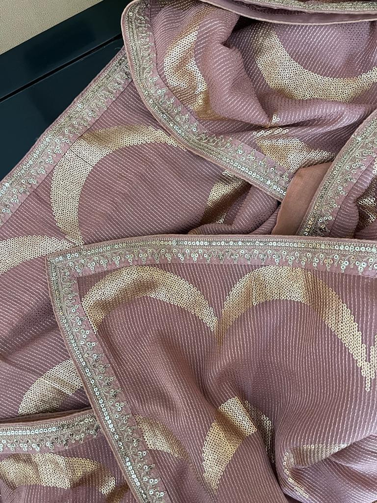 Guvisha Gorgette sequence saree partywear sari - Saffronfashionindia
