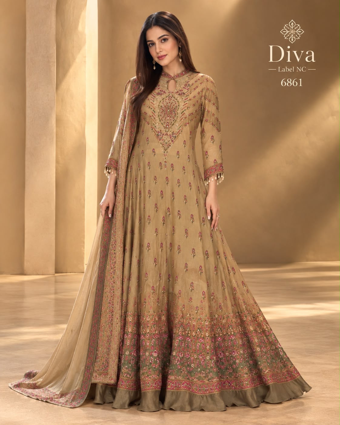 Crepe gown set designer set party wear gown Saffronfashionindia