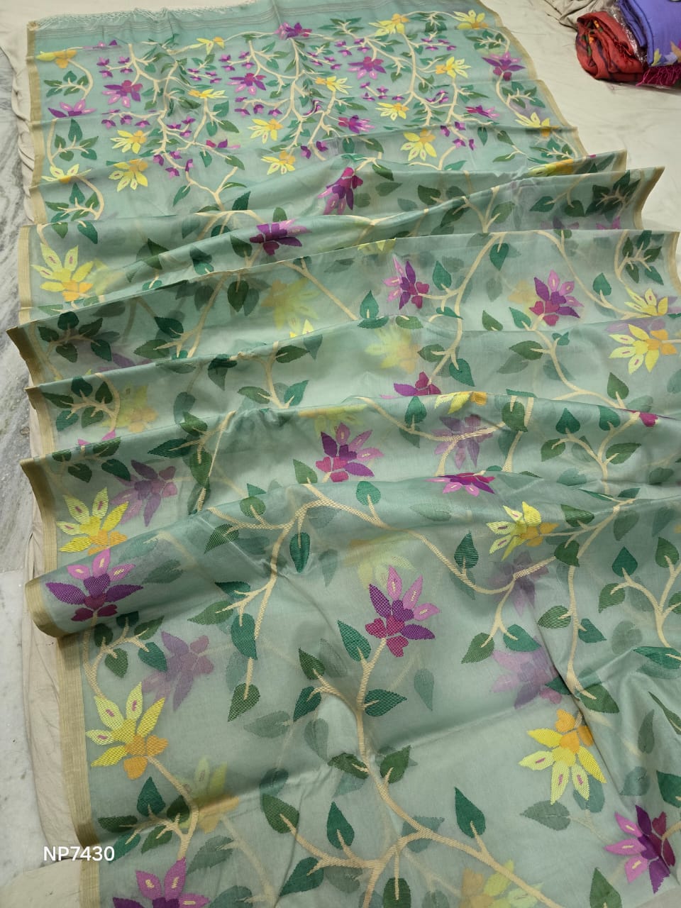 Reshmka Jamdani Saree Muslin Tantuj Saree - Saffronfashionindia