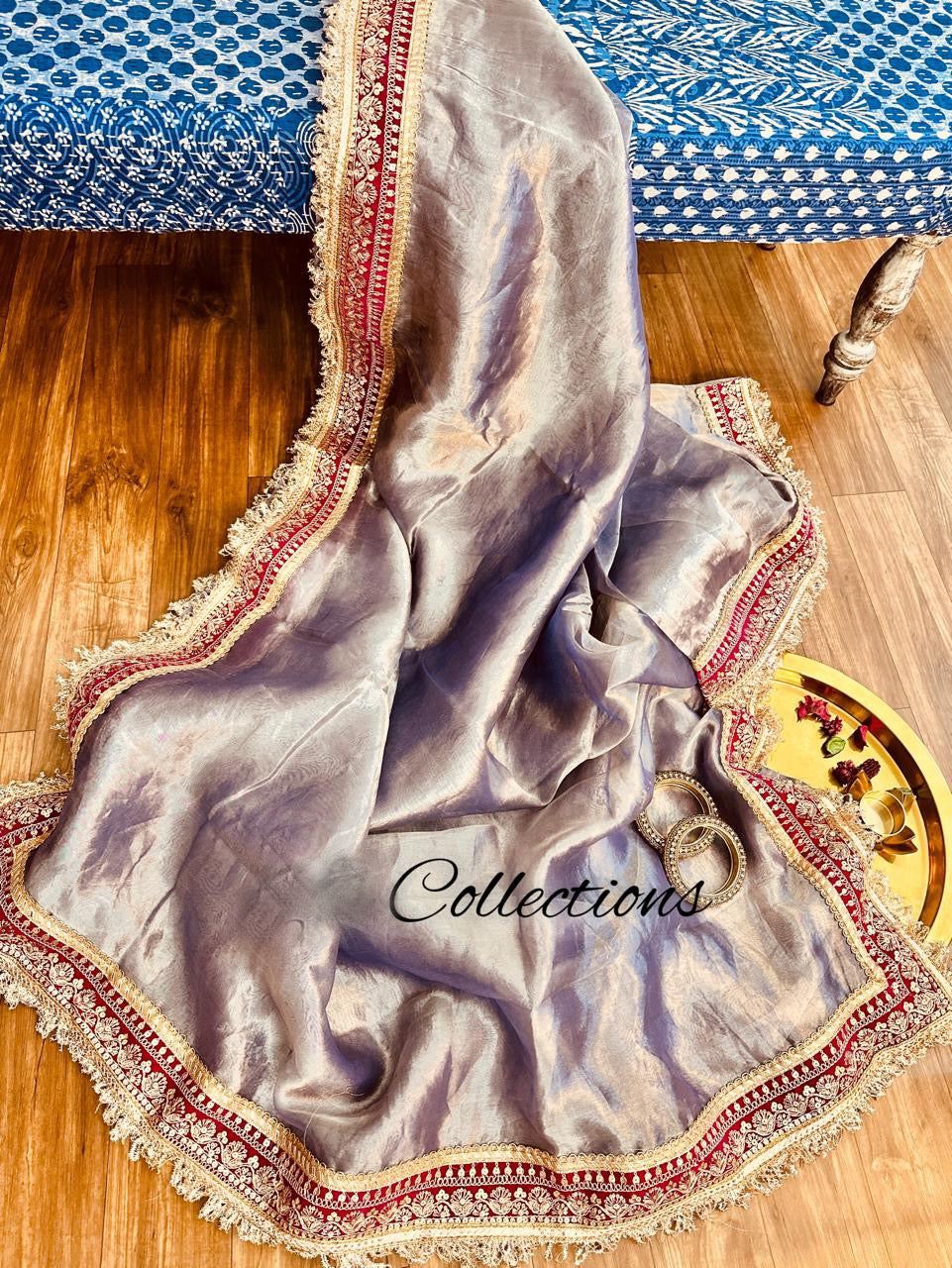 Lavender Banarsi tissue saree Partywear sarees - Saffronfashionindia