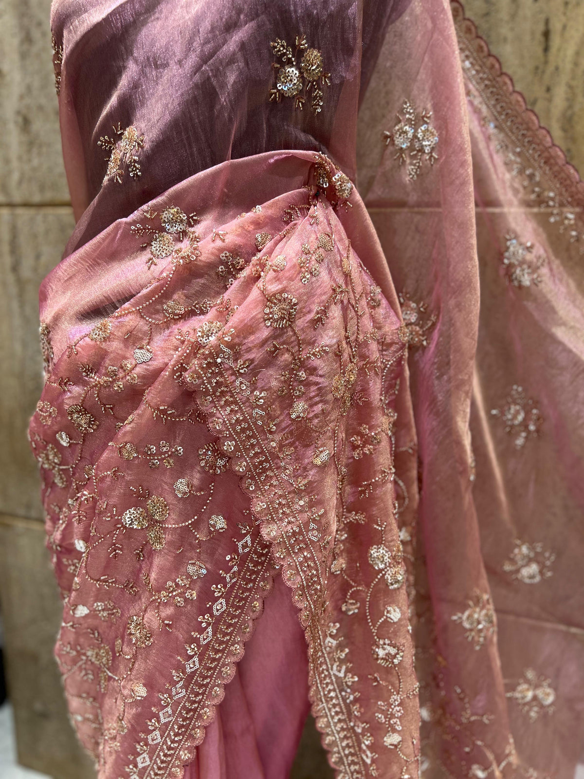 Elegant handwork saree floral sarees Indian sari blouse SaffronFashion
