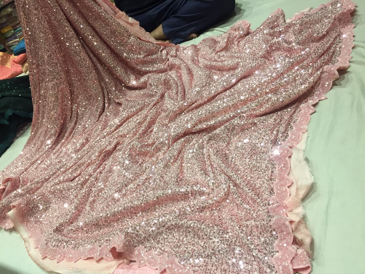 Sequence embroidered partywear sarees - Saffronfashionindia