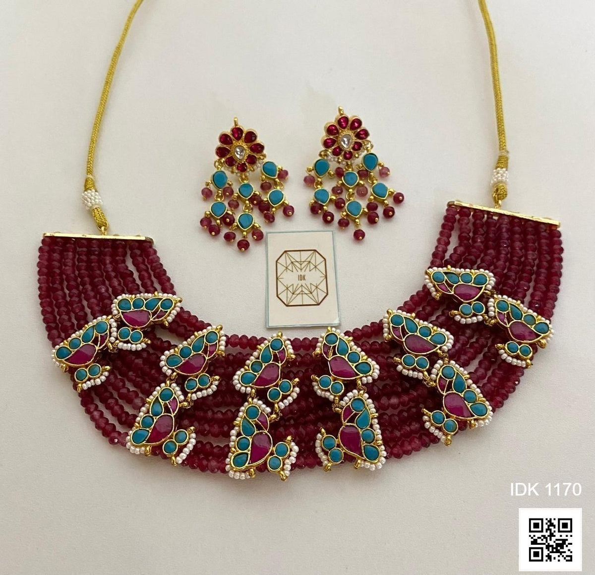 Red choker fusion set Kundan set Indian jewellery Saffronfashionindia