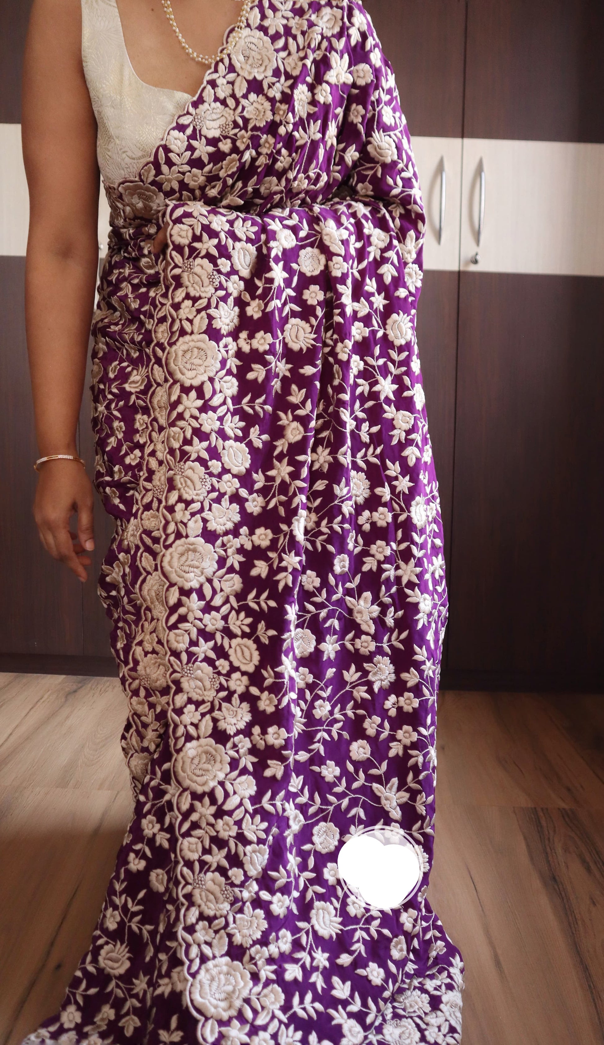 Luvisha Parsi inspired saree crepe beautiful sarees - Saffronfashionindia