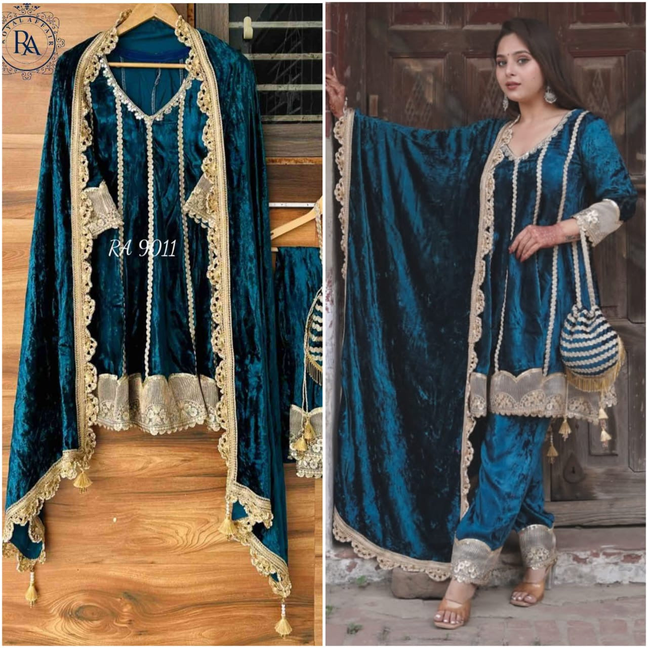 Velvet Salwar Suit Anarkali Salwar kameez - Saffronfashionindia
