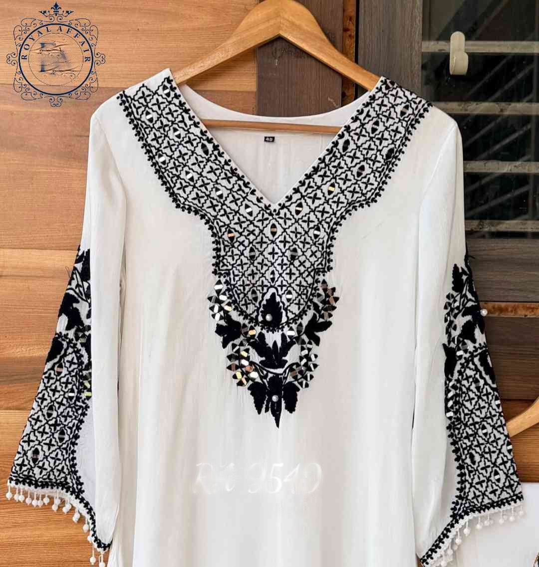 White stitched dress silk dress party wear dresses SaffronFashion