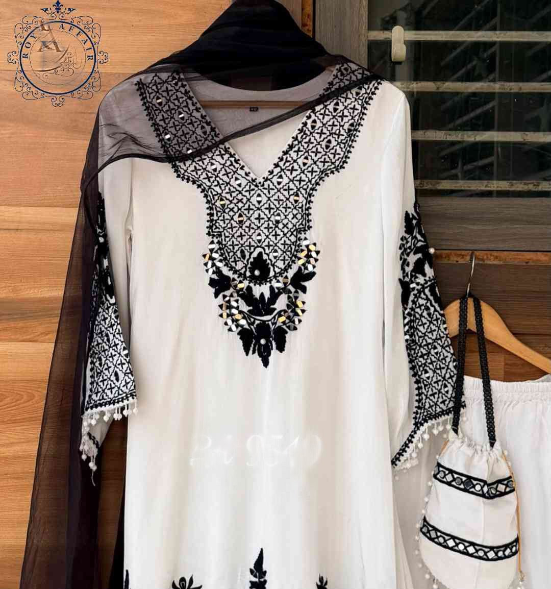 White stitched dress silk dress party wear dresses SaffronFashion