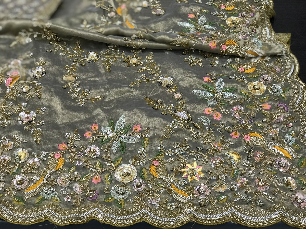 Silk organza saree embroidered saree Indian sari blouse hand embroidered sarees SaffronFashion