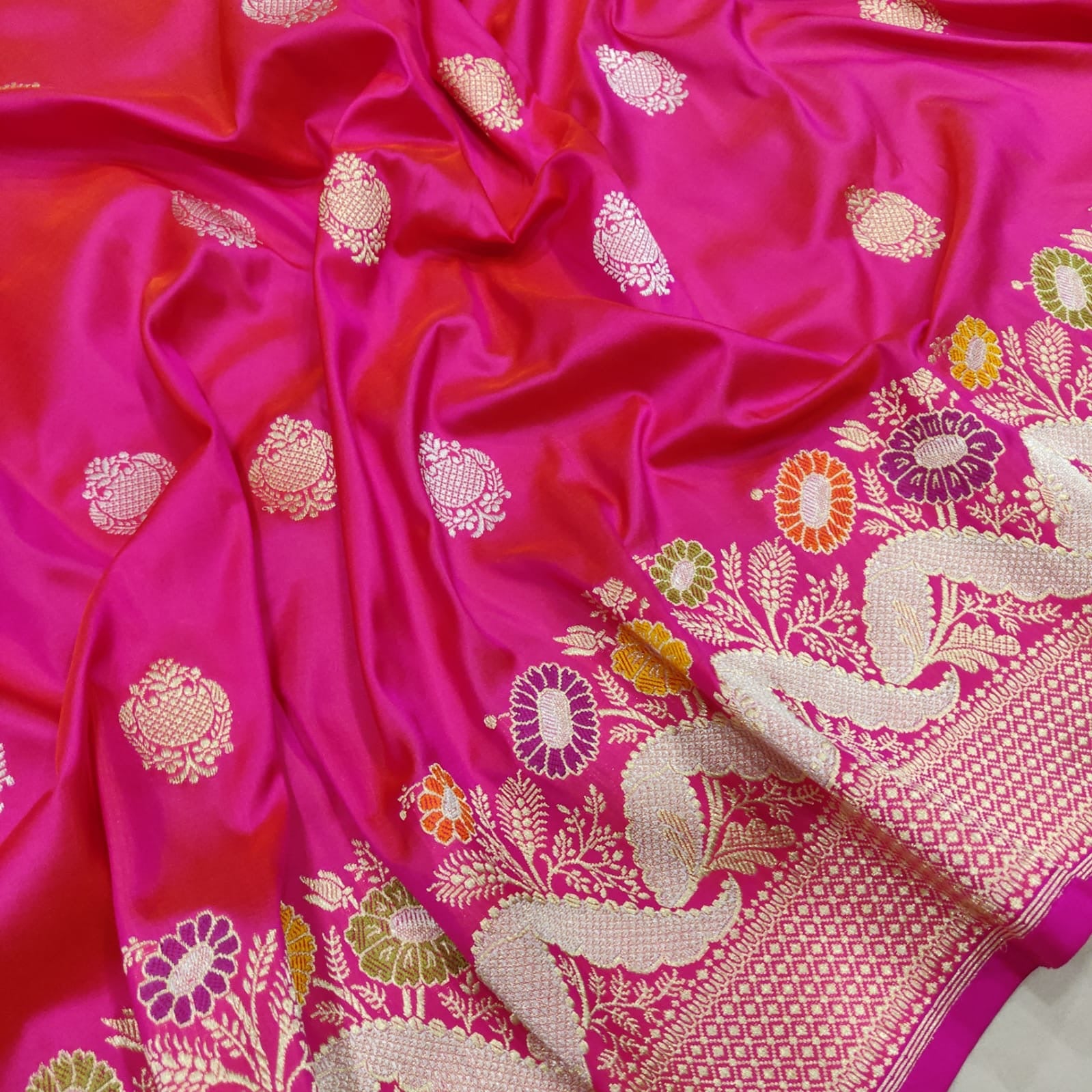 Pink handwoven katan silk saree Indian sarees blouse Zari sari - Saffronfashionindia