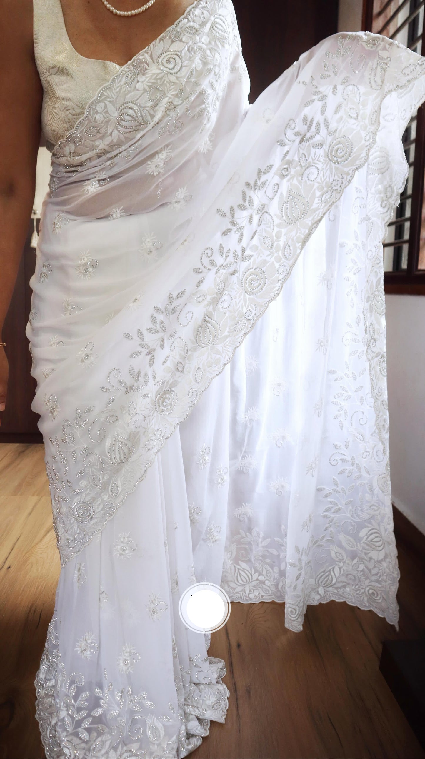 White Royal Classy Saree Embroidered sarees - Saffronfashionindia