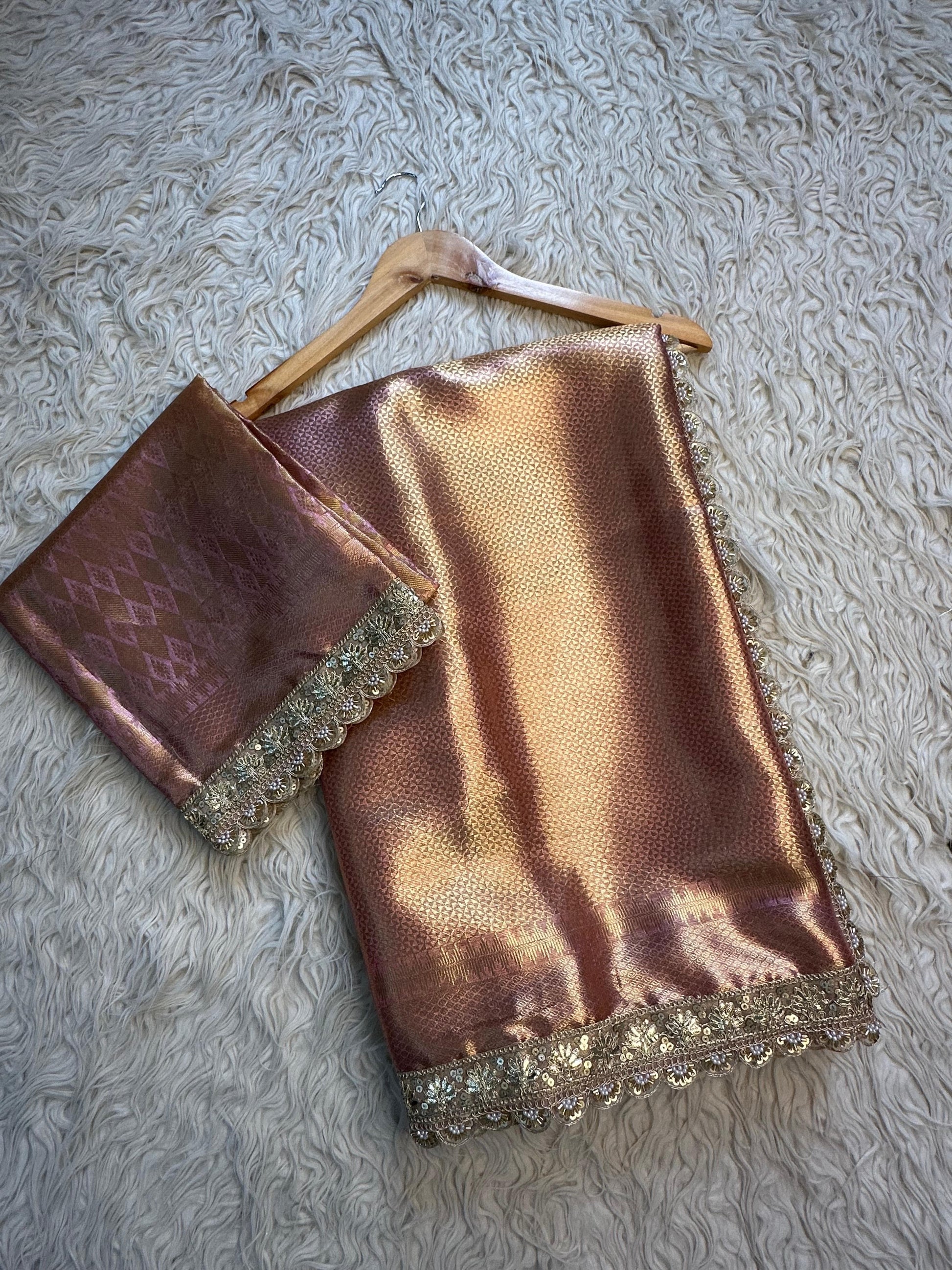 Banarsi Kanjeevaram zari saree party wear sari blouse - Saffronfashionindia