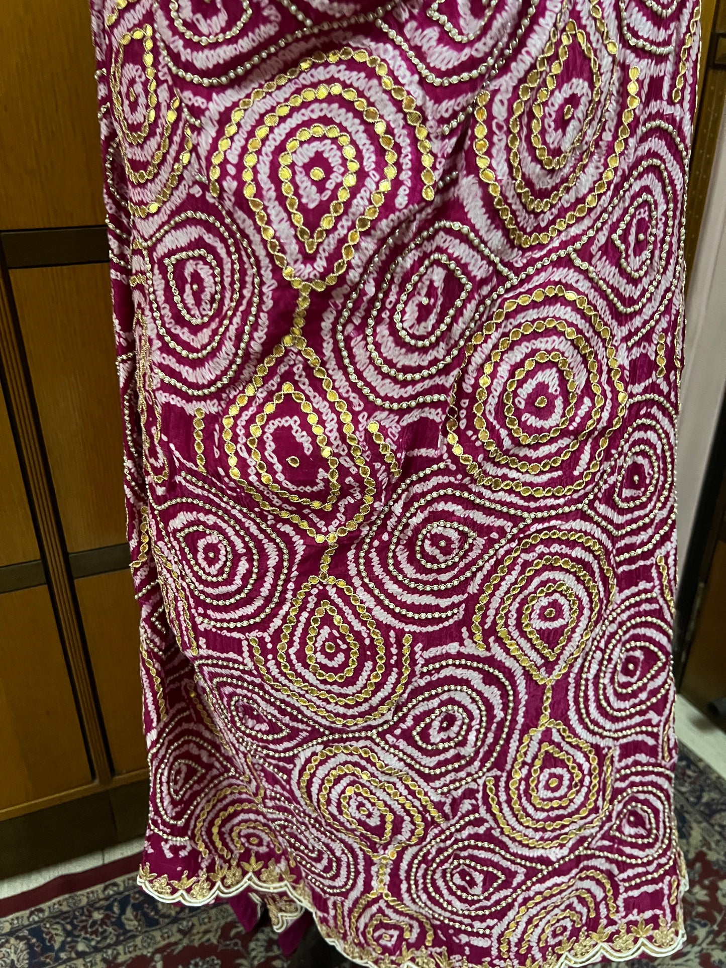 Pink Gajji silk dupatta Embroidery dupatta - Saffronfashionindia