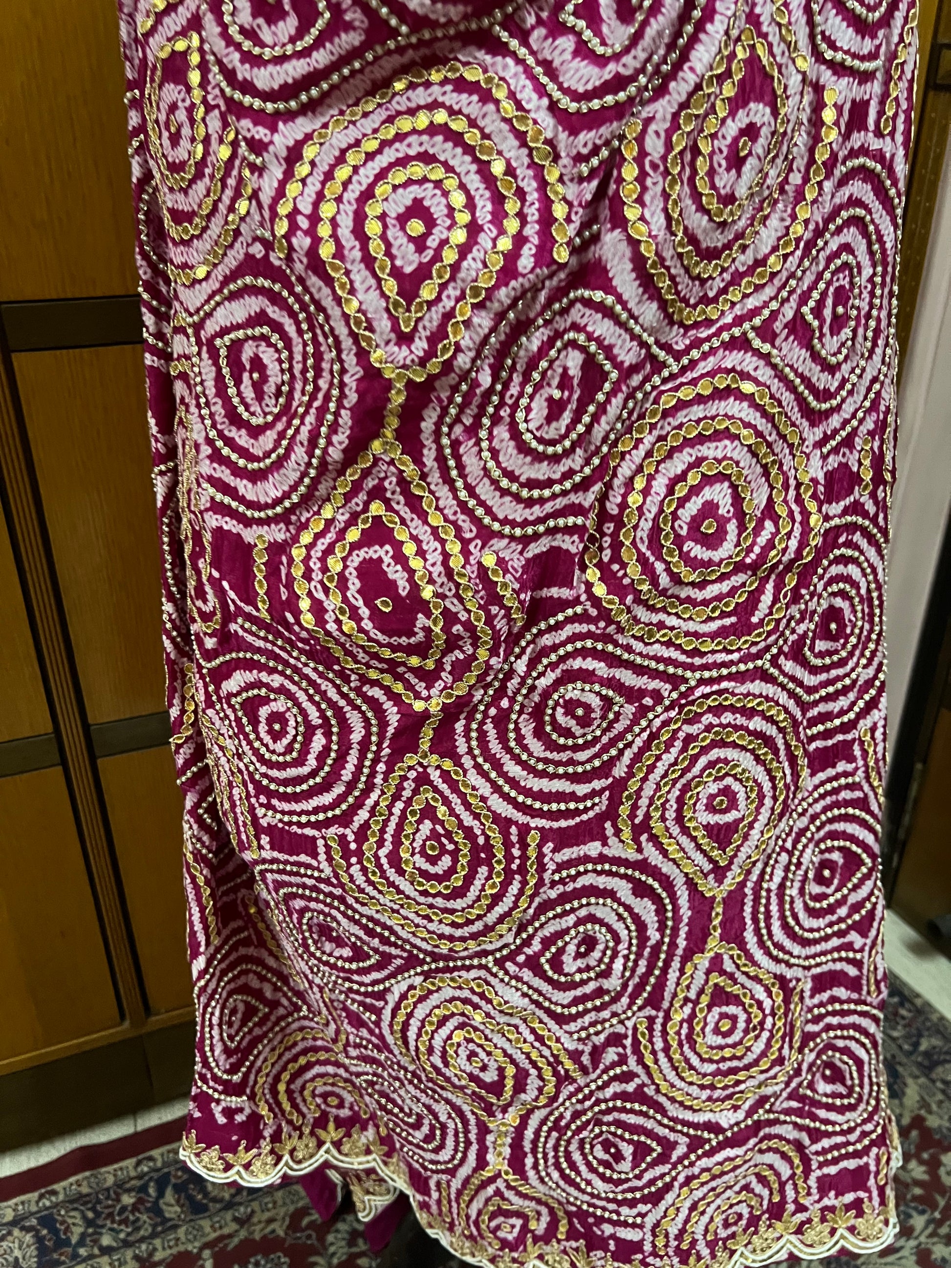 Pink Gajji silk dupatta Embroidery dupatta - Saffronfashionindia
