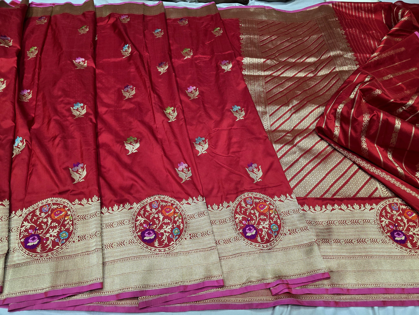 Urmia Banarsi saree handwoven sarees blouse SaffronFashion