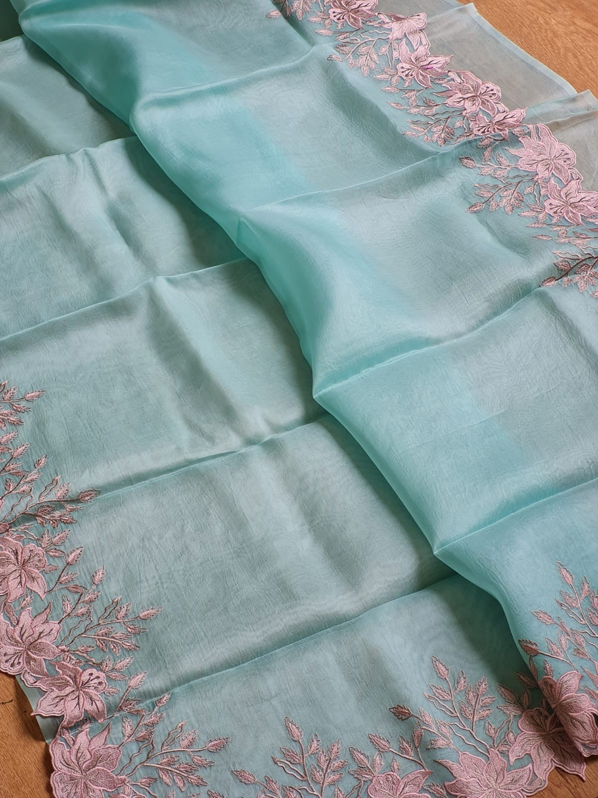Ivisha Organza silk saree Indian wedding sarees blouse SaffronFashion
