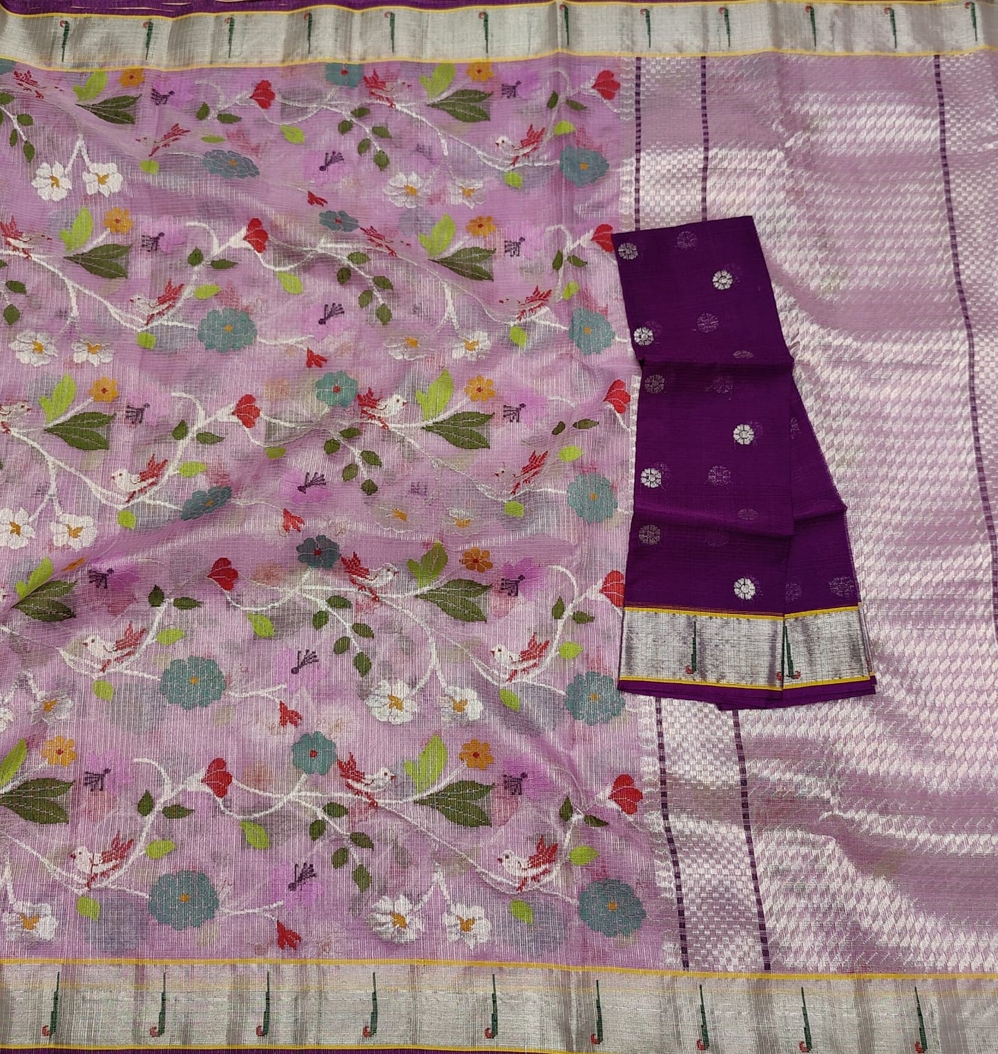 Lavender zari Kota saree Indian saree - Saffronfashionindia
