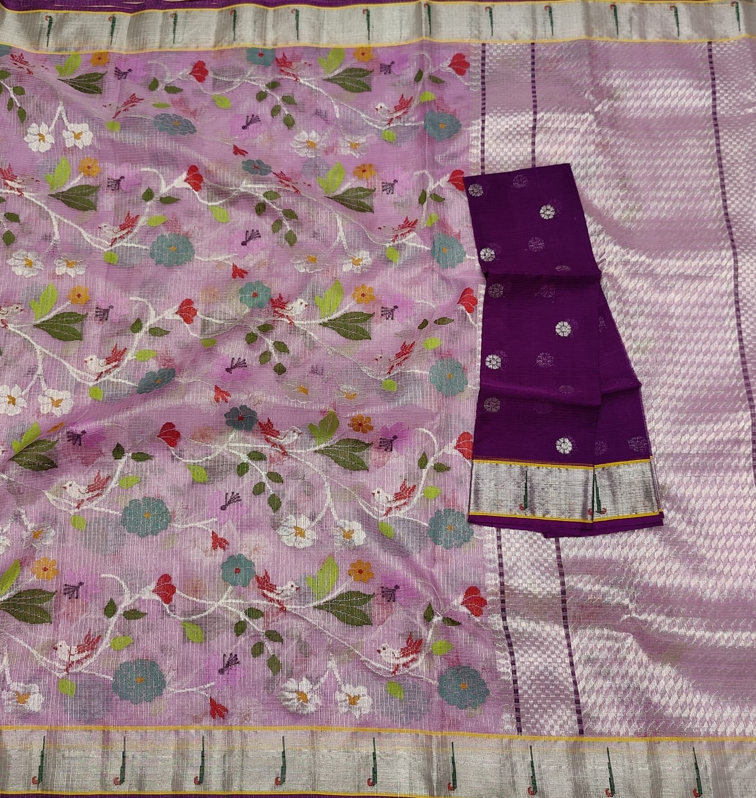 Lavender zari Kota saree Indian saree - Saffronfashionindia