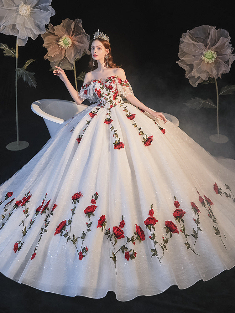 Temperament Bride Bra Trailing Mori Style Wedding Dress - Saffronfashionindia