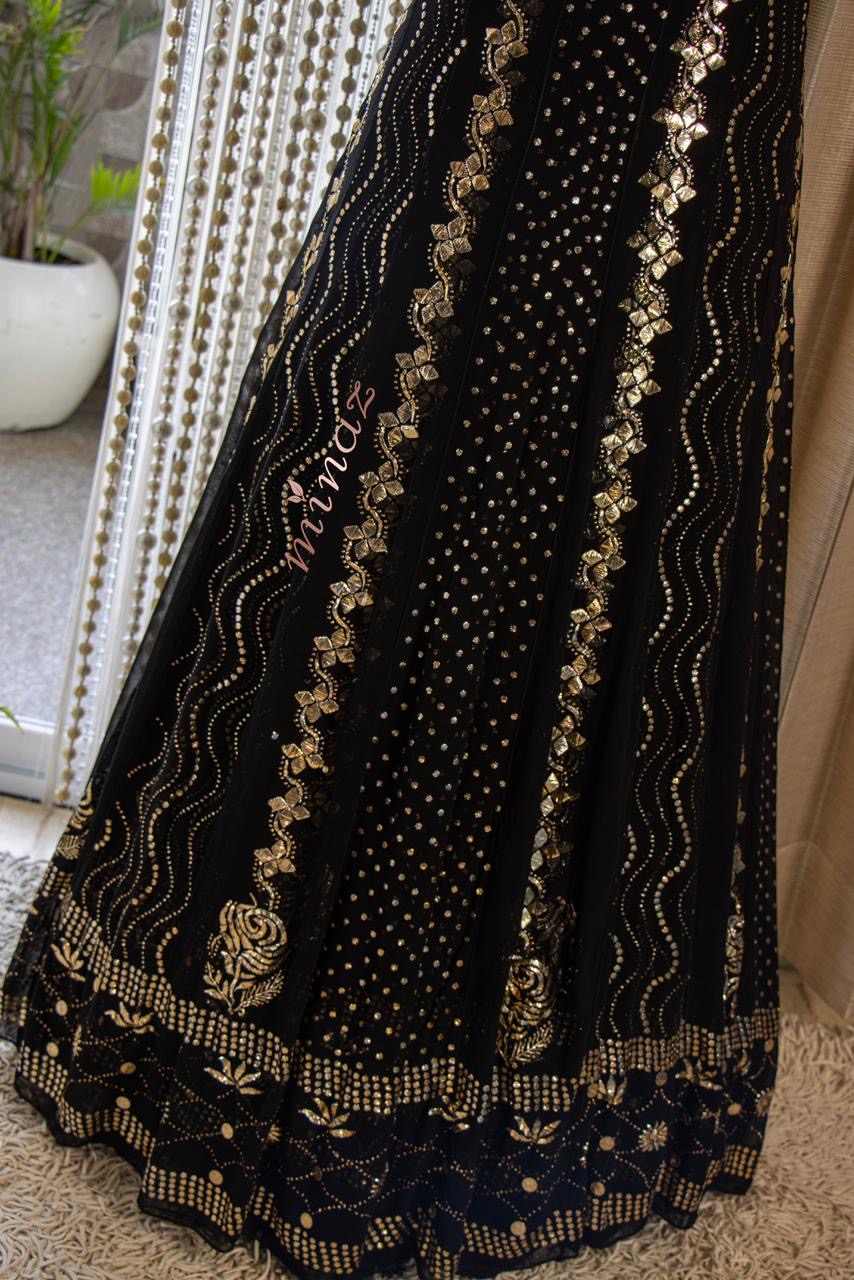Black Anarkali Dress Indian Dress - Saffronfashionindia