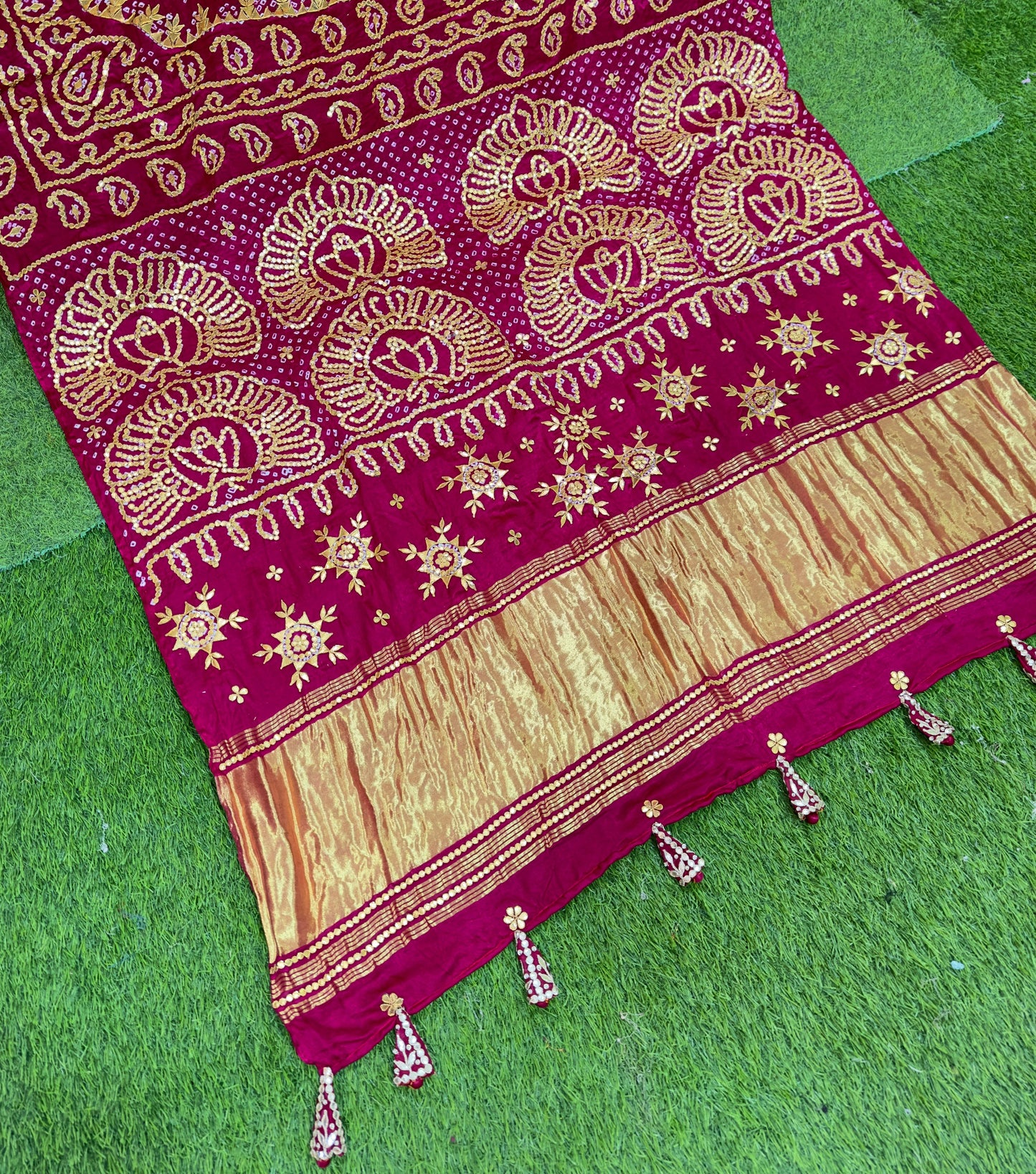 Rai Bandhani saree Gajji silk saree Indian traditional sari blouse SaffronFashion