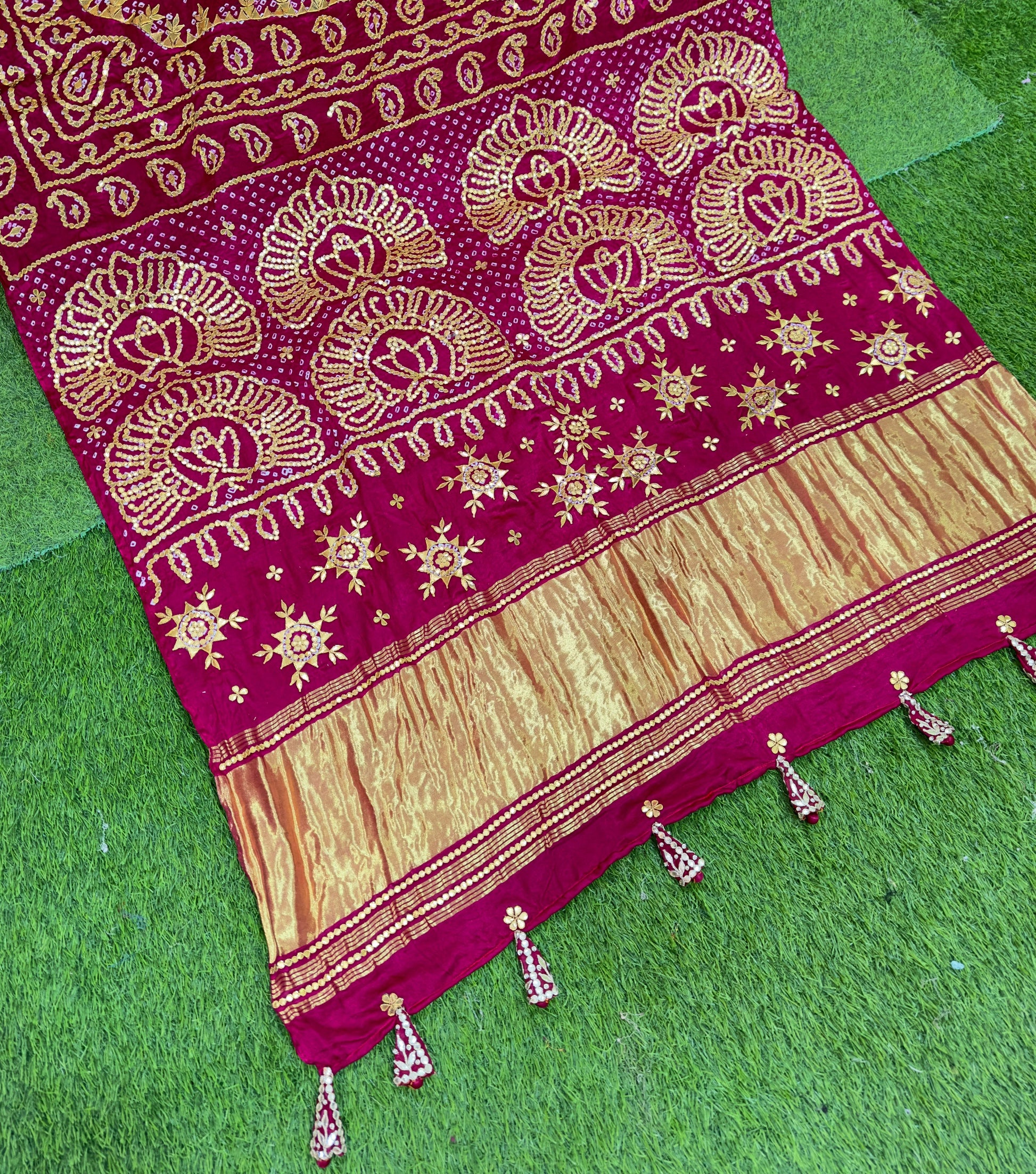 Rai Bandhani saree Gajji silk saree Indian traditional sari blouse SaffronFashion