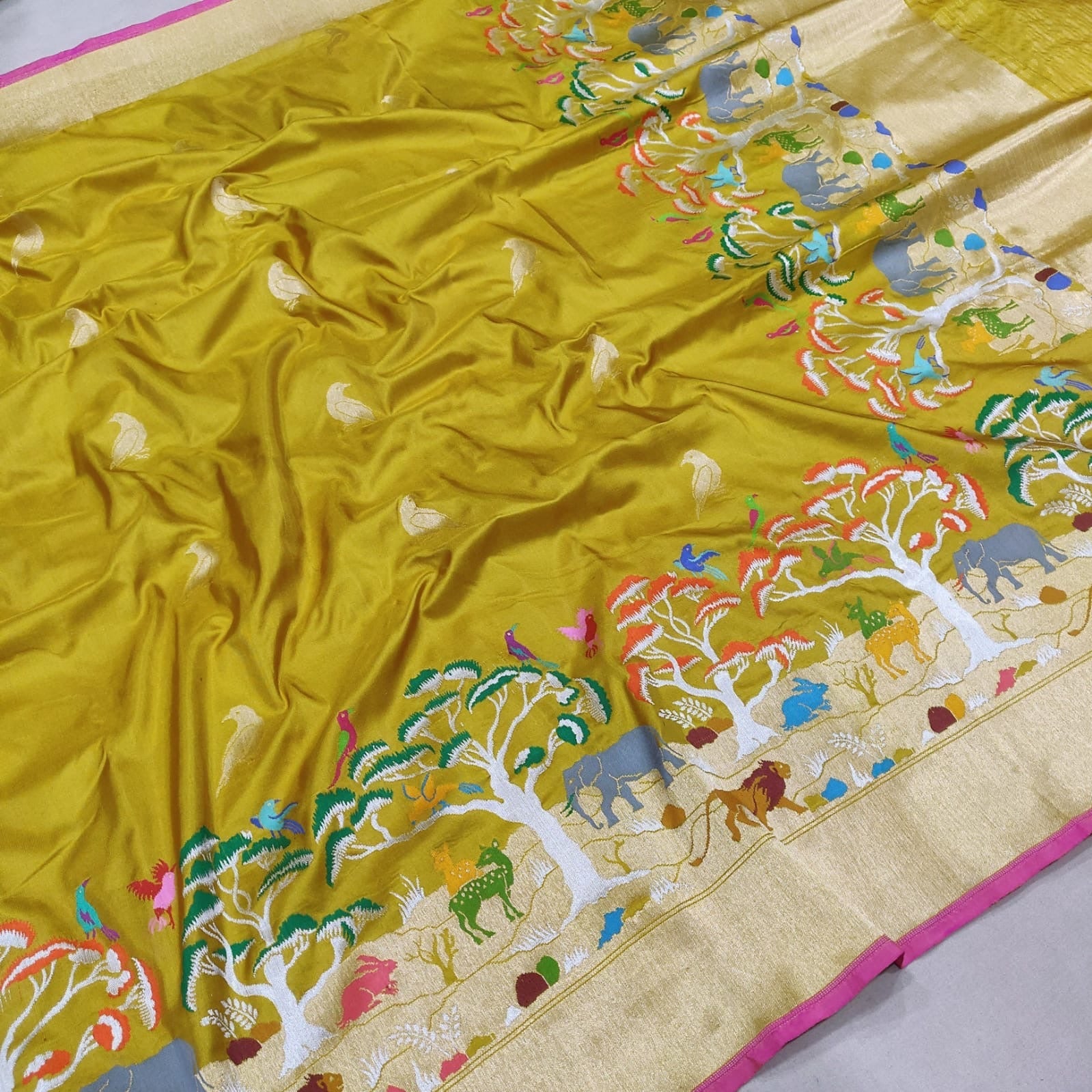 Katan silk handwoven saree Indian saree SaffronFashion