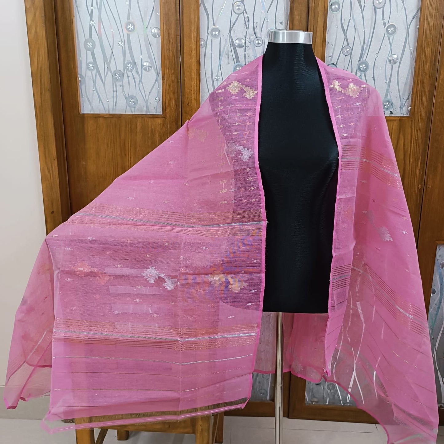 Silk Jamdani Indian heritage dupatta - Saffronfashionindia