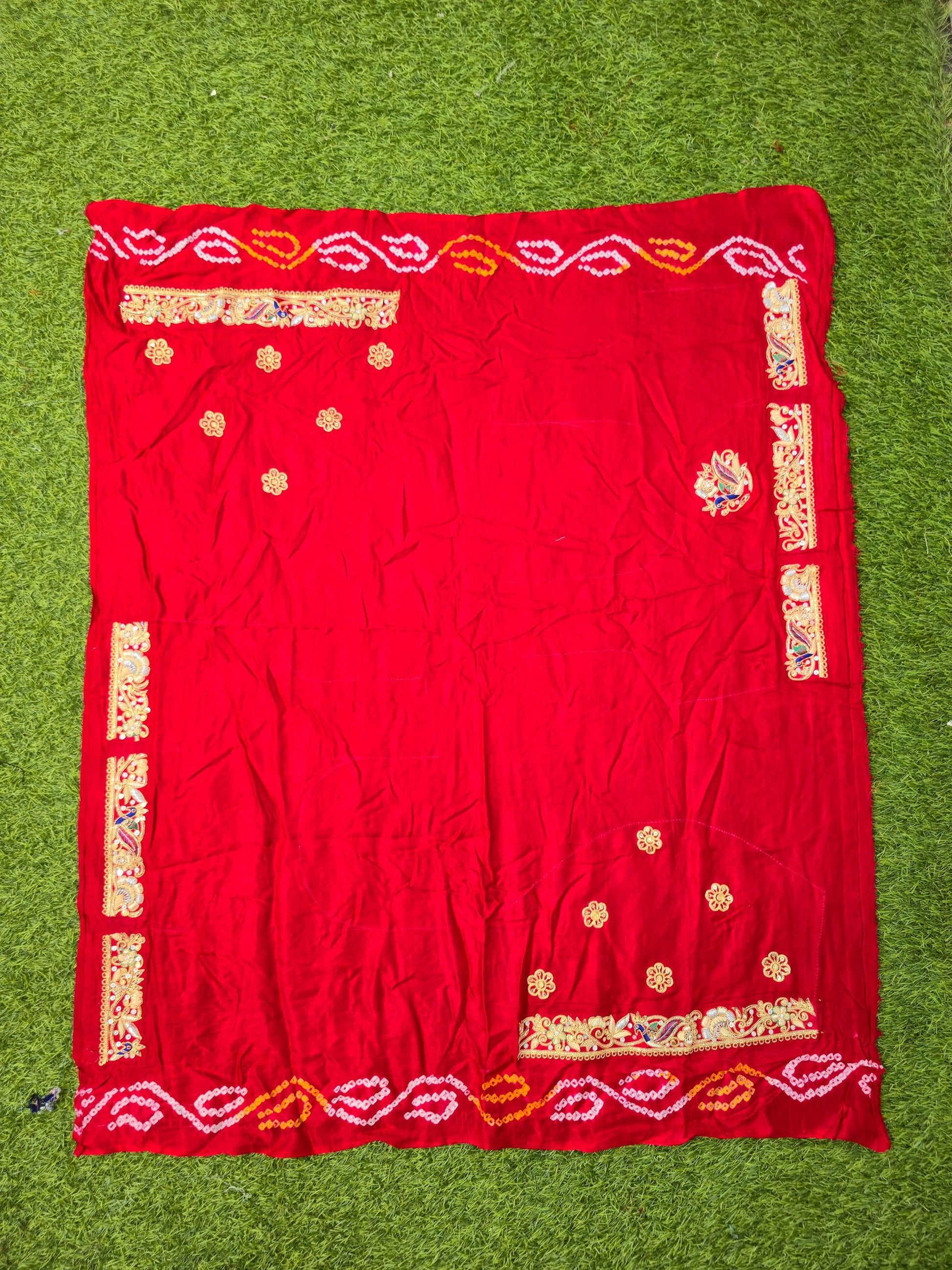 Red gharchola saree gajji silk sarees Indian traditional sari blouse SaffronFashion